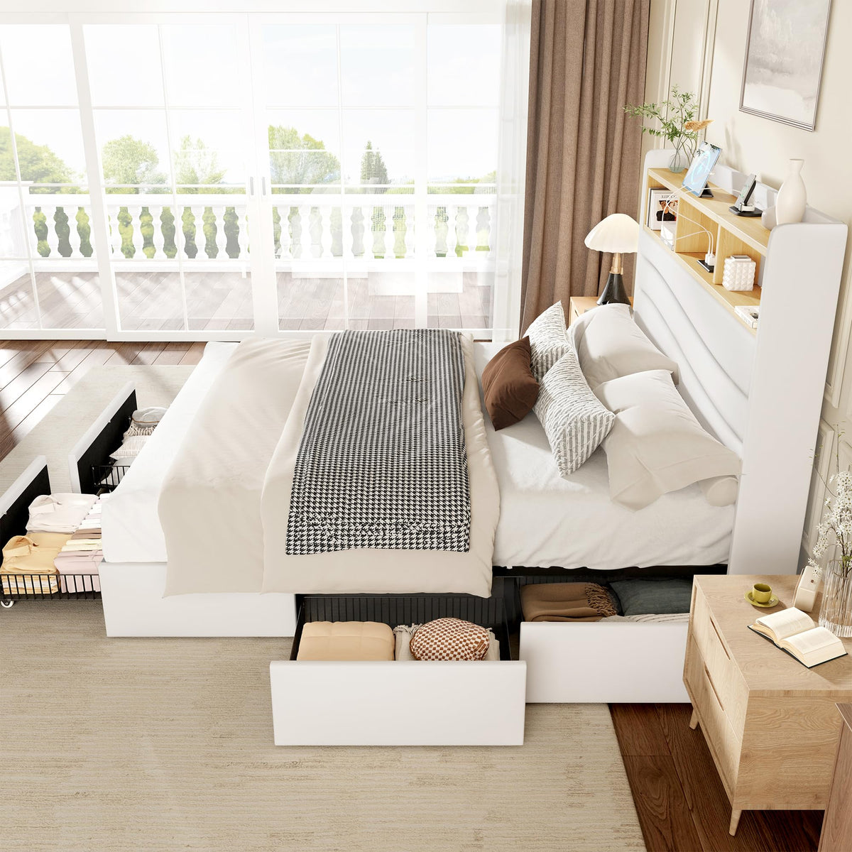 Queen Upholstered Storage Bed Frame