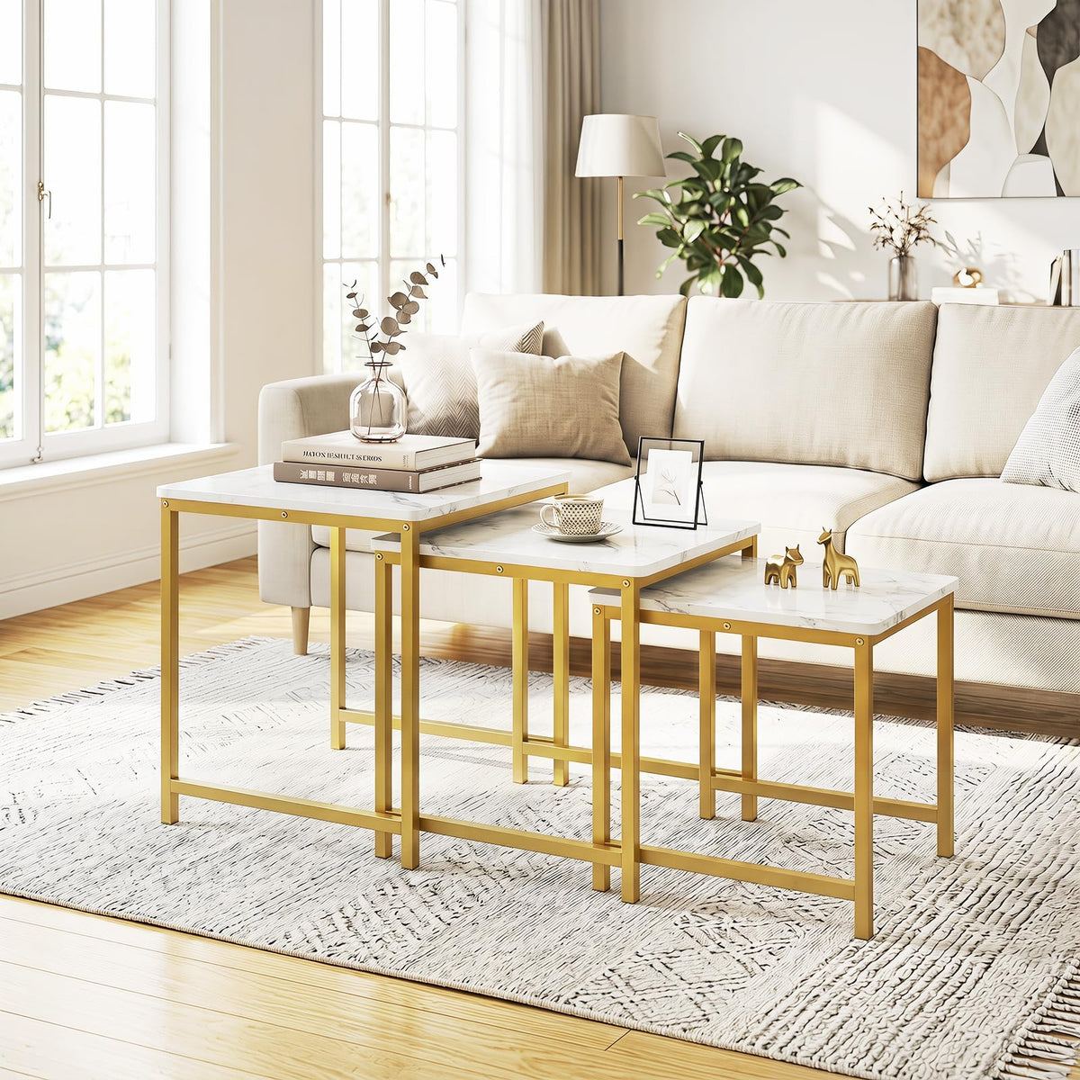 White & Gold Nesting Side Tables