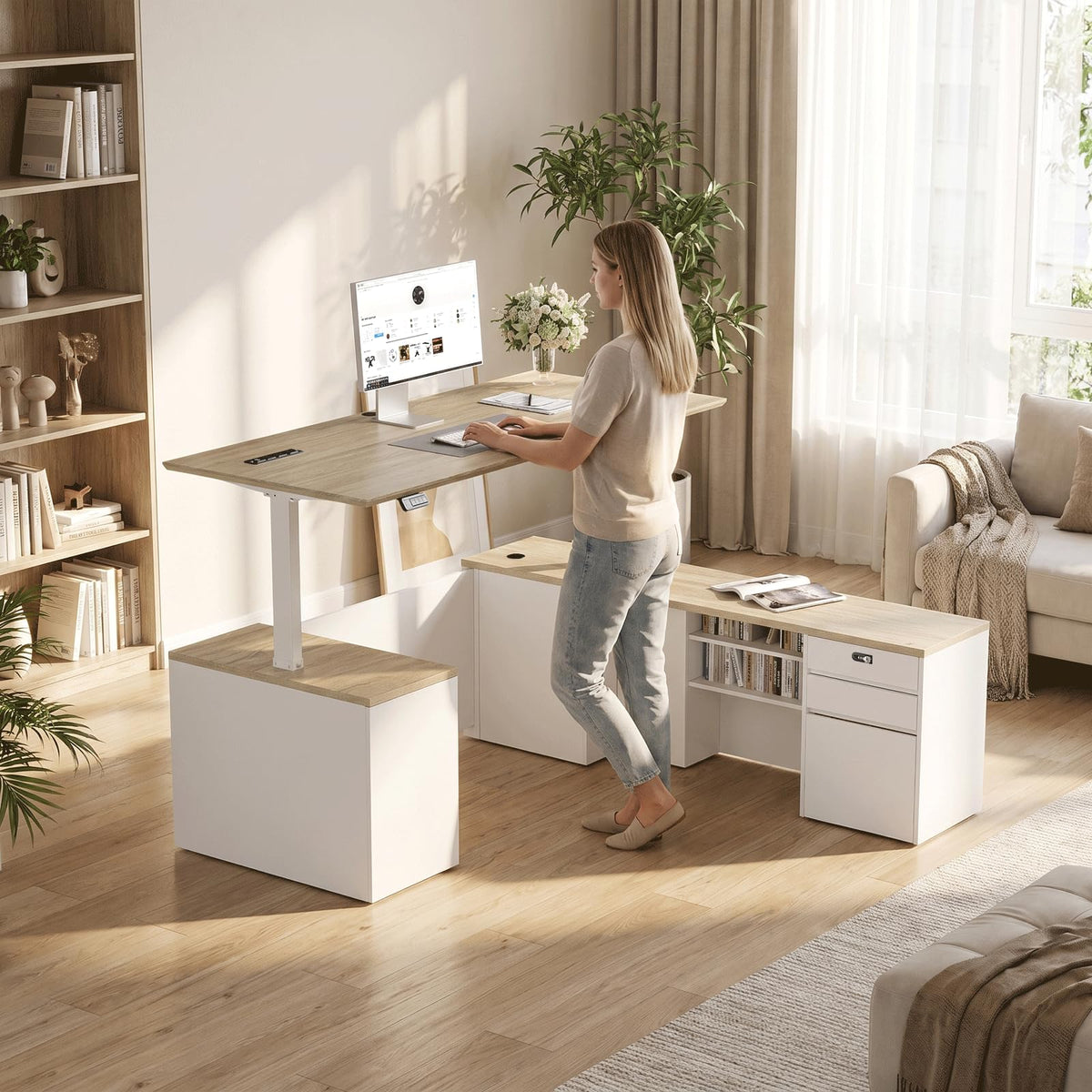 L-Shaped Electric Standing Desk