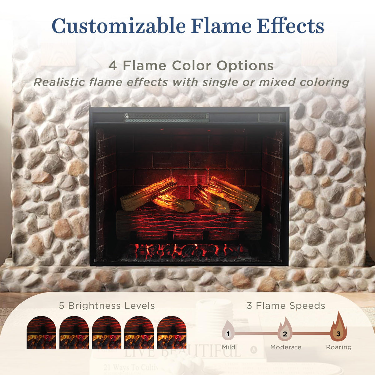 Smart Electric Fireplace with Mantel