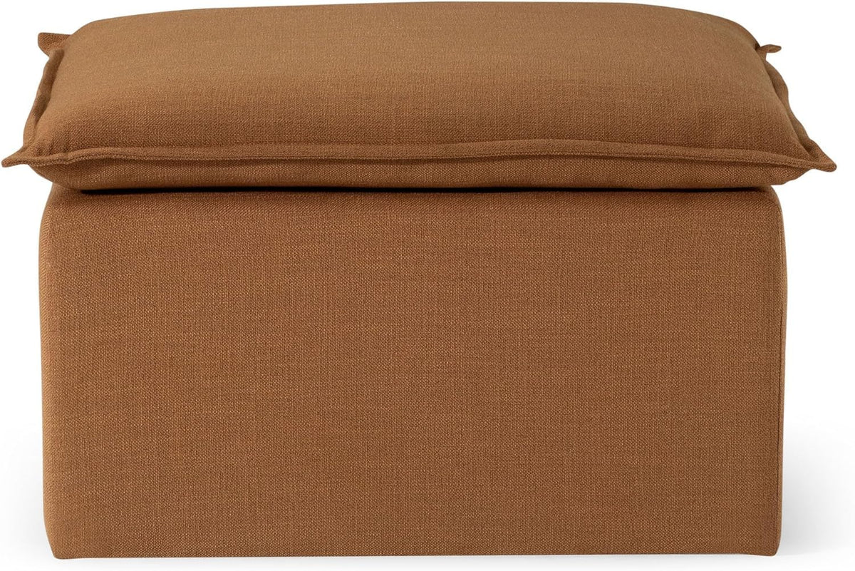 Maven Lane Claude Large Square Rustic Upholstered Ottoman Footrest Seat