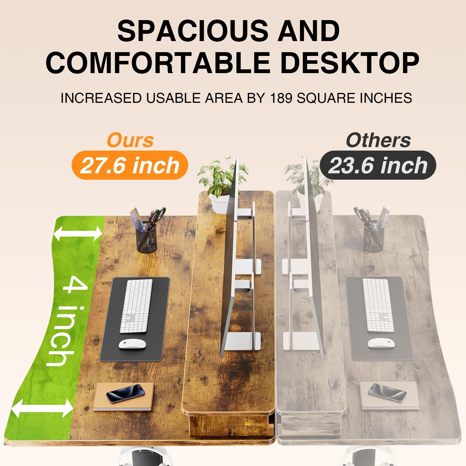 Electric Standing Desk with Storage Drawers & Monitor Shelf
