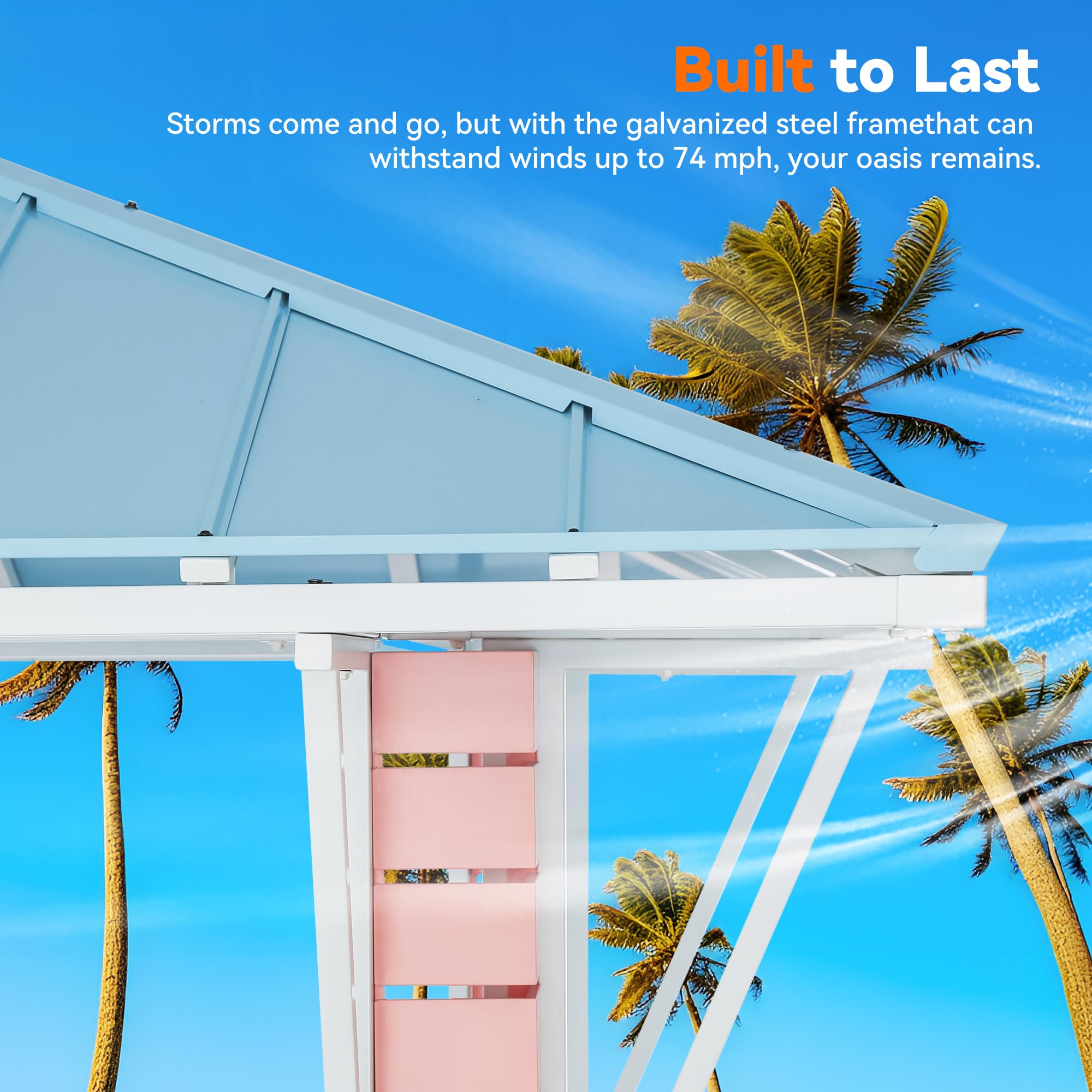 Modern Shade Hardtop Gazebo 8' x 8', Grill Gazebo with USB Charging Socket and Hooks, Outdoor Gazebo with 2 Open Sides, Coastal-Inspired Roof, Galvanized Steel Outdoor Bar for Swimming Pool, Backyard