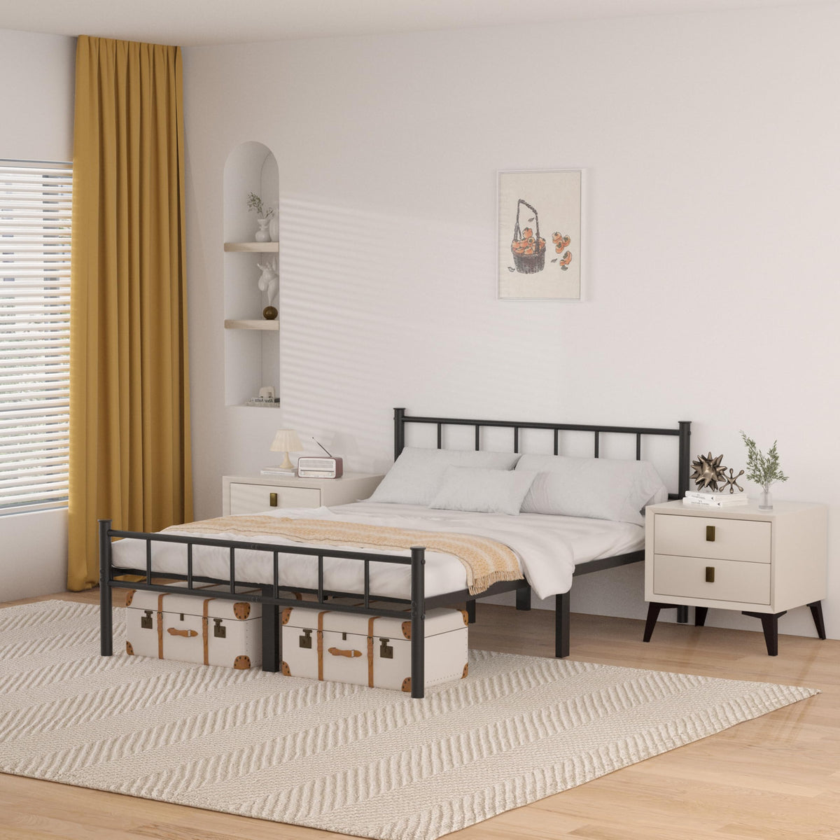 ZASHONT Full Bed Frame with Headboard,Steel Slat Support,Easy Assembly