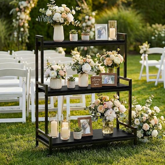 3-Tier Rolling Wood Plant Stand