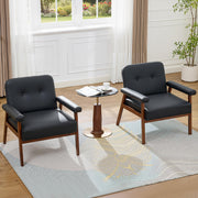 Mid-Century Modern Accent Chair – Black Faux Leather