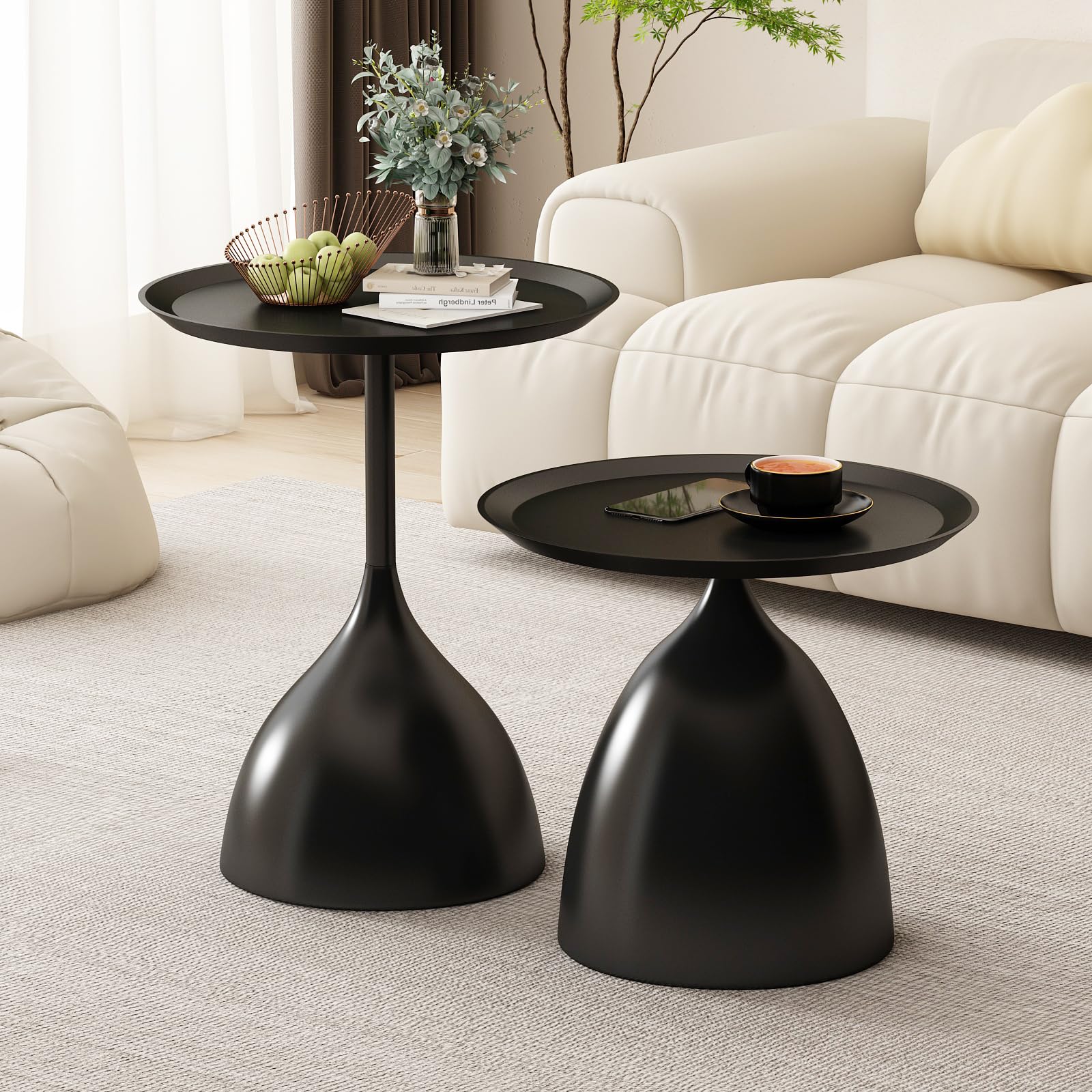 Round Metal Nesting End Tables Set of 2