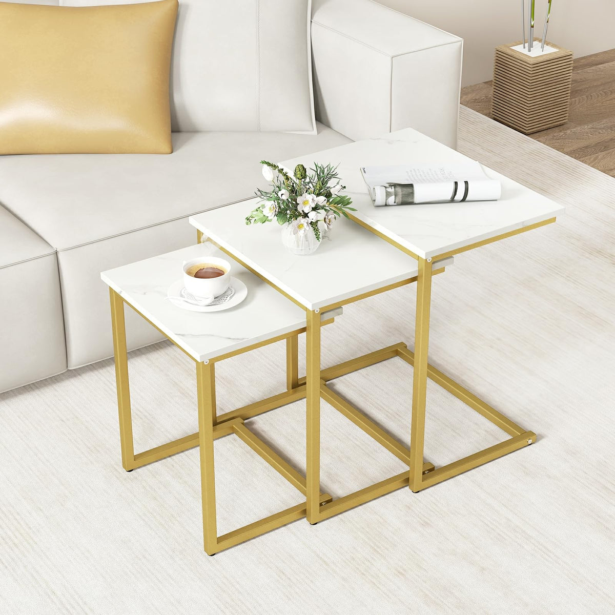 Faux Marble Nesting Tables, Set of 3