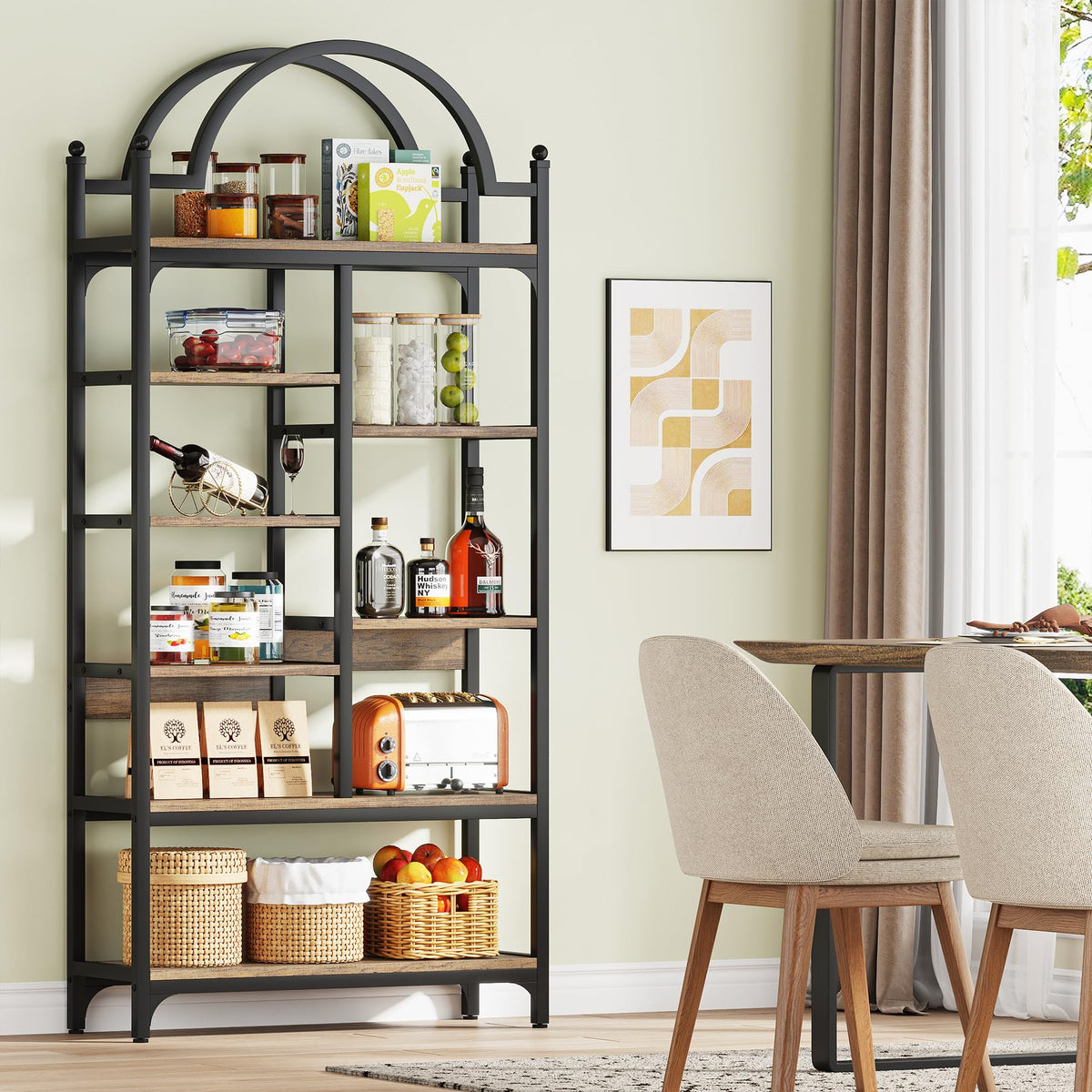 Arched 8-Shelf Bookcase