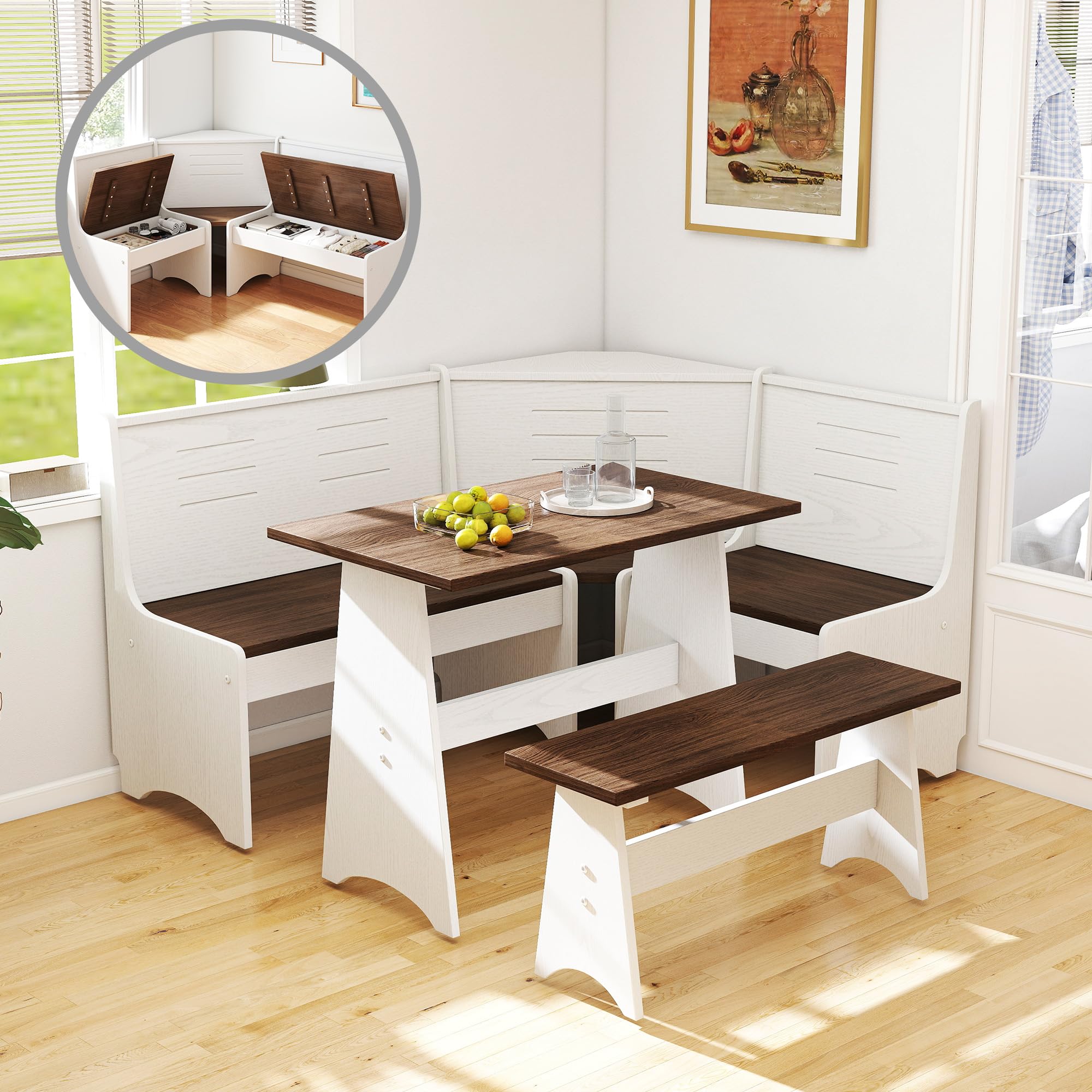 L-Shaped Corner Breakfast Nook Dining Set