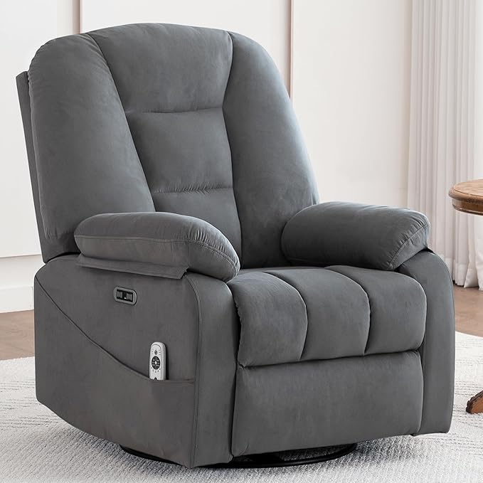 Power Swivel Rocker Recliner with Massage & Heat