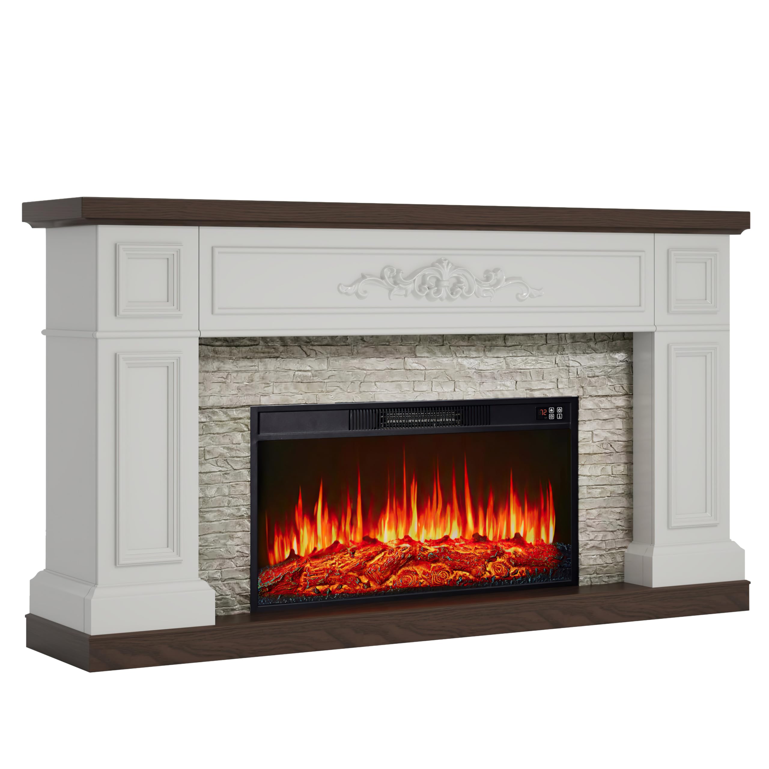 60" Electric Fireplace Mantel TV Stand