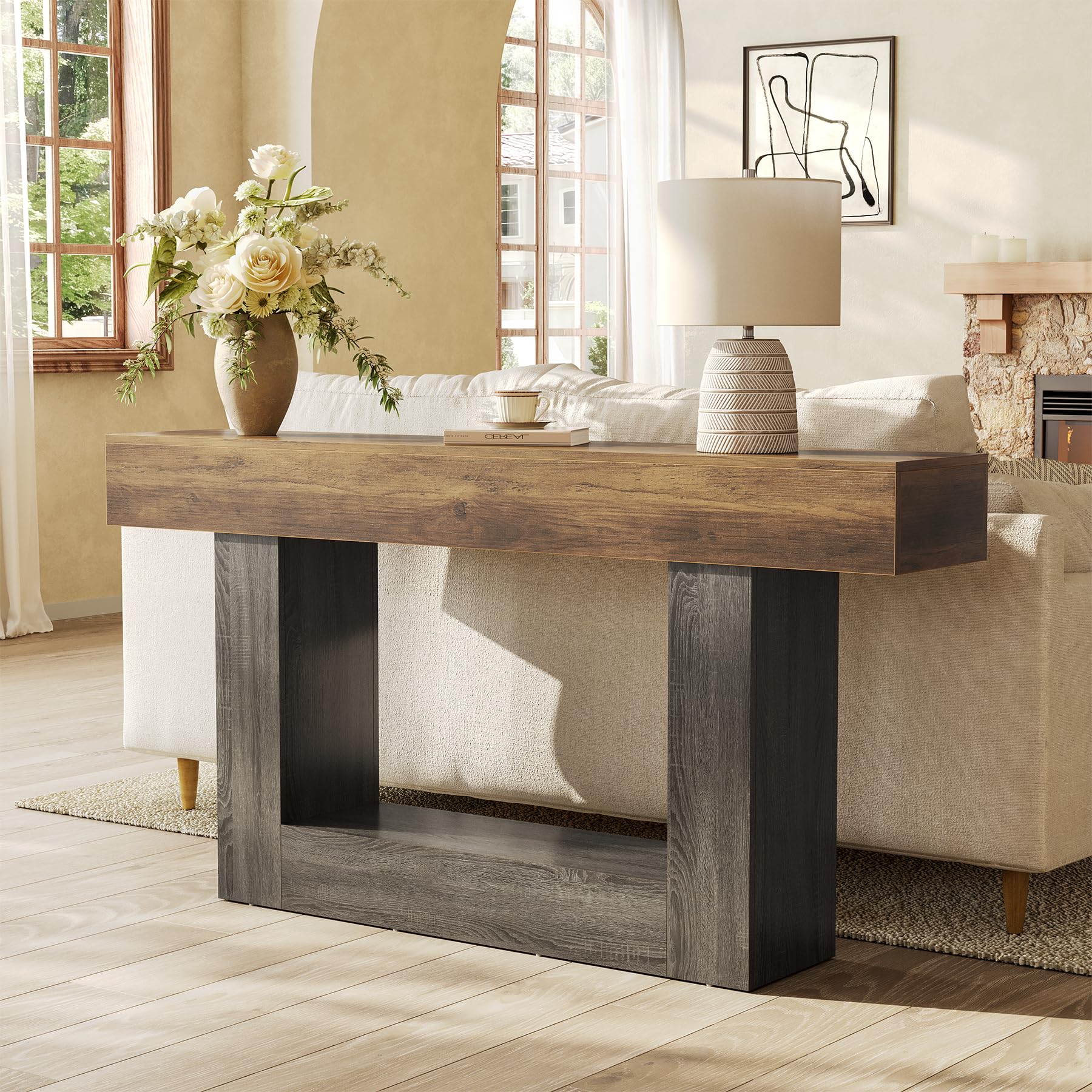 63-Inch 2-Tier Console Table