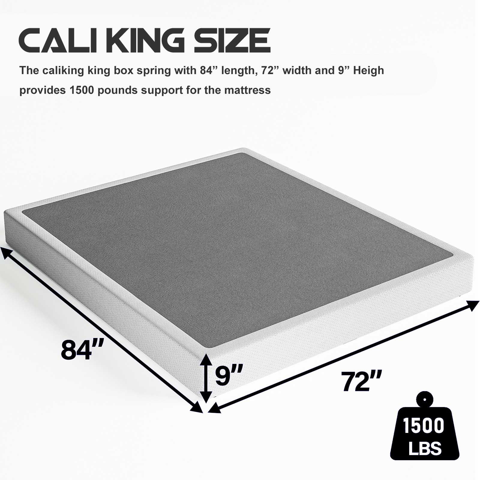 ZIYOO California King Box Spring and Cover, 9 Inch High Profile Easy Assembly,Mattress Foundation/Heavy Duty Metal Steel Structure/Quiet Noise-Free Accessory