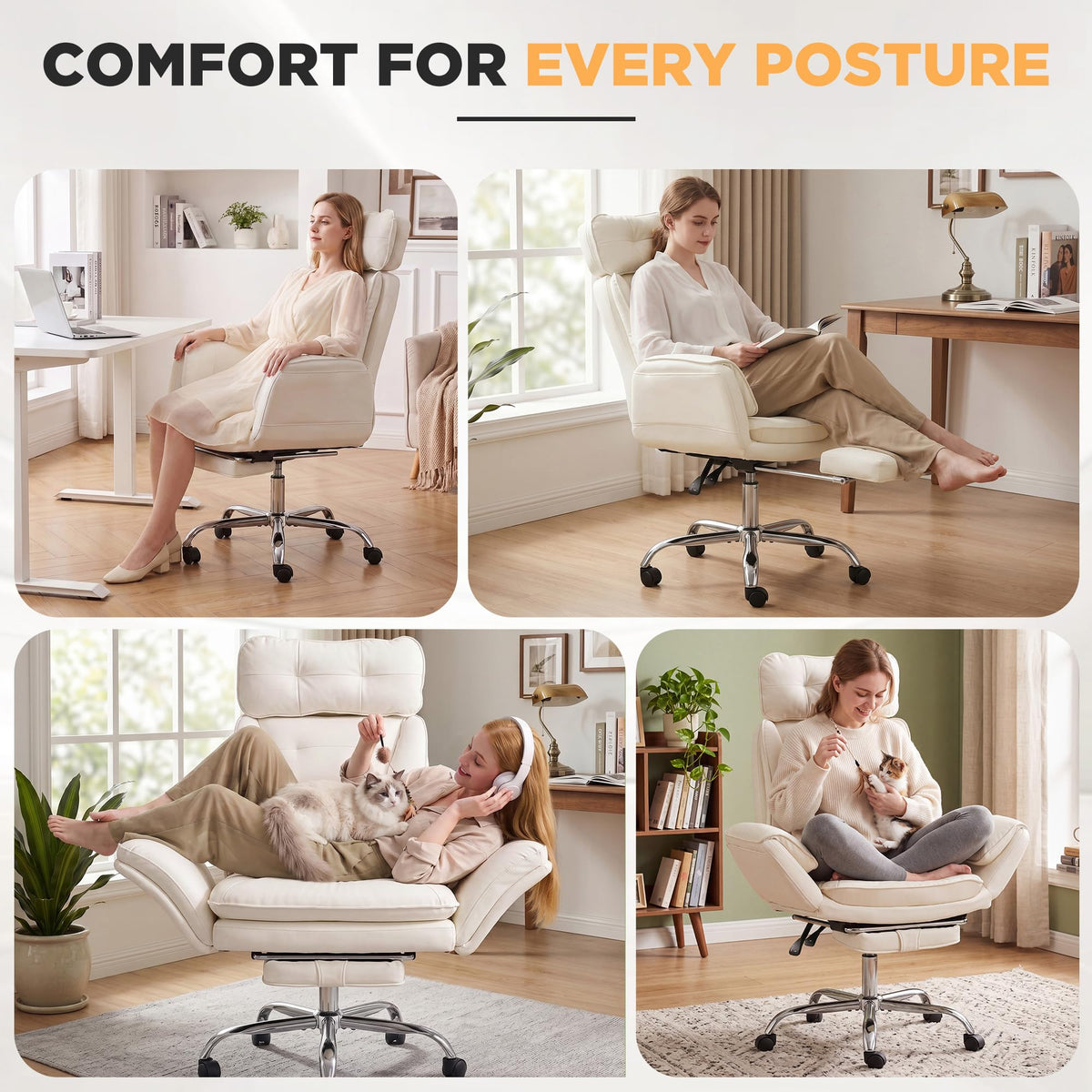 Beige Criss Cross Massage Office Chair