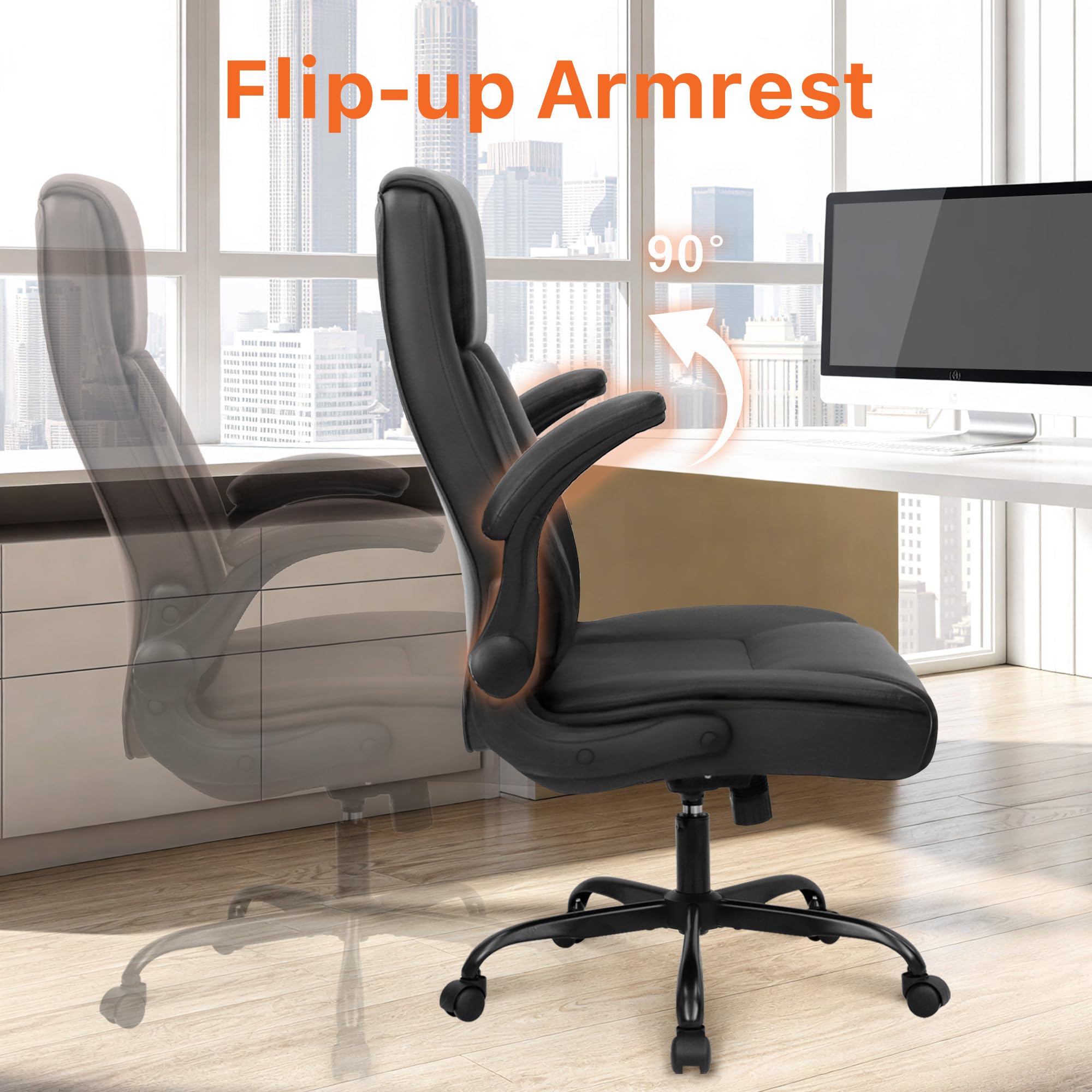 High Back Ergonomic Office Chair with Flip-Up Arms