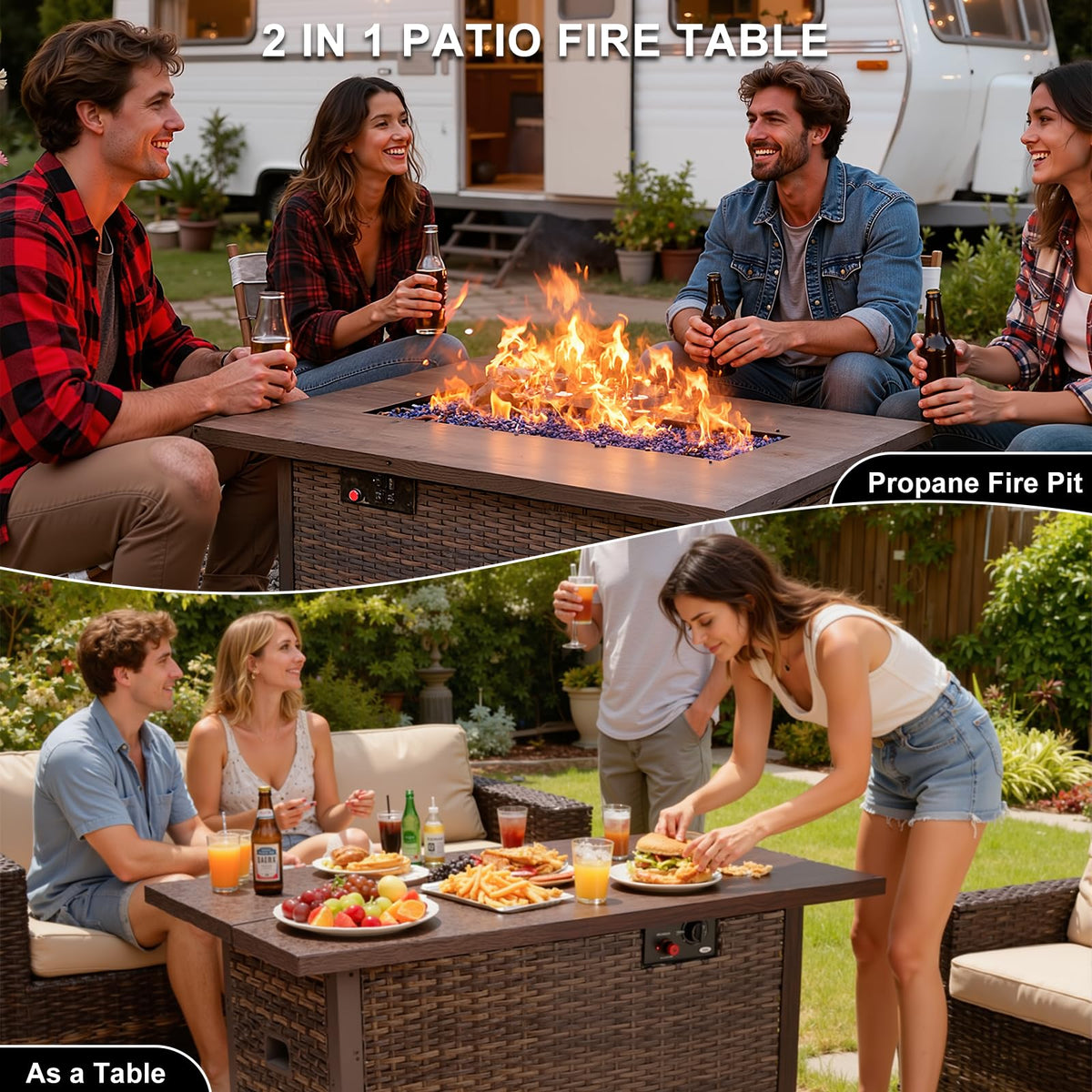 Wicker Propane Fire Pit Table