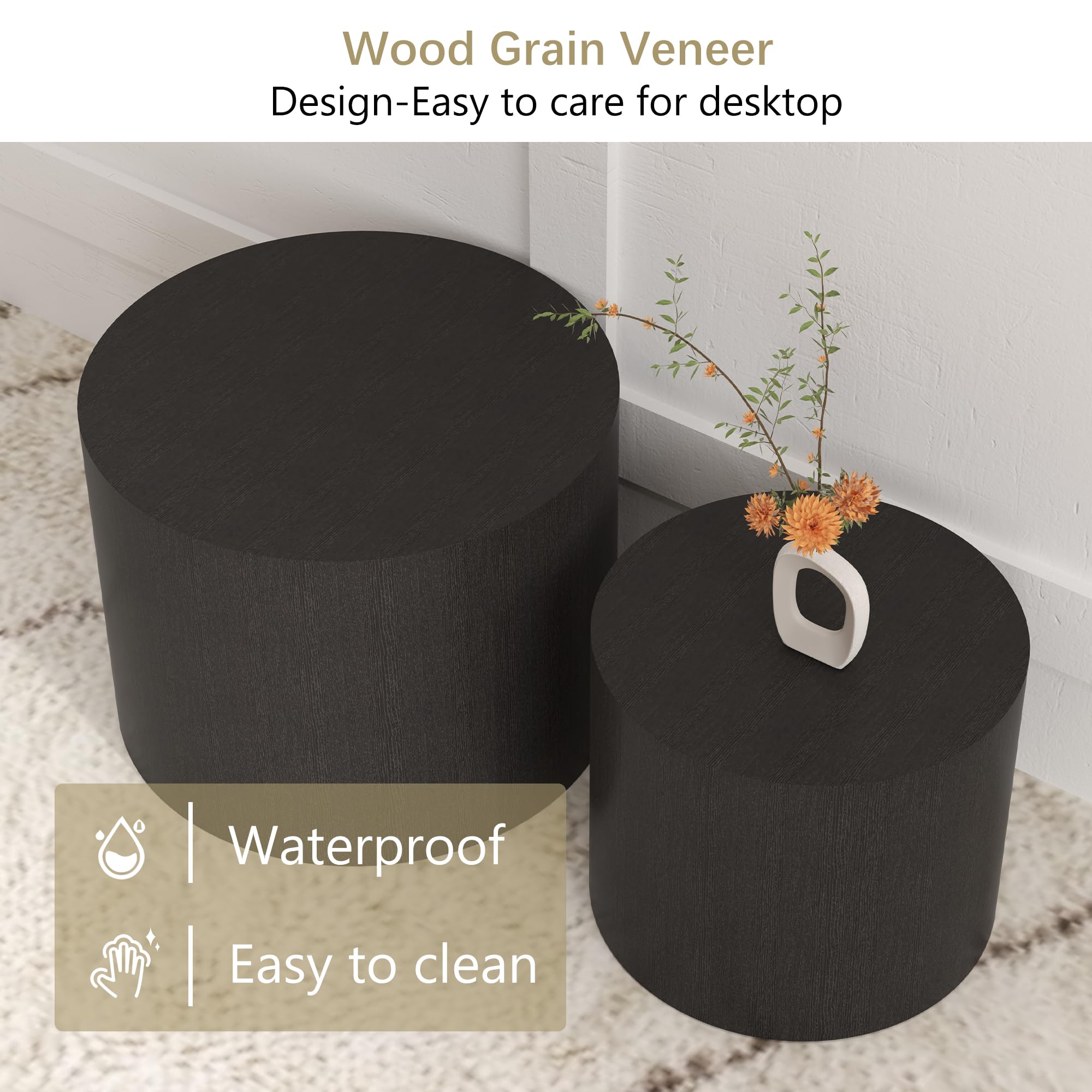 Round Nesting Coffee Table Set of 2