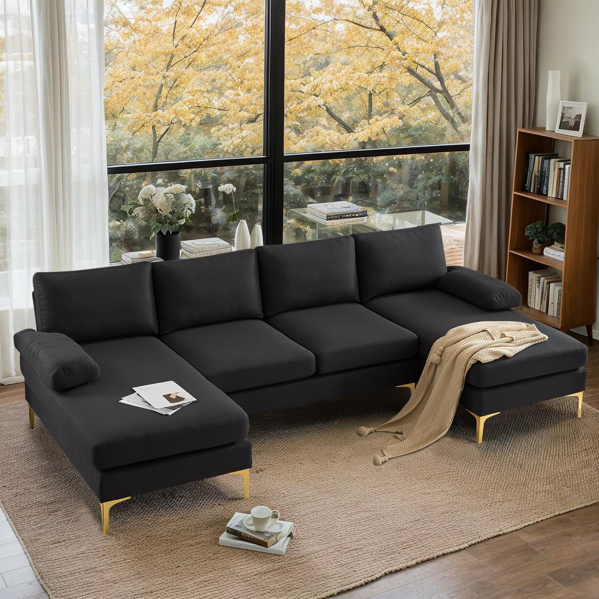 U-Shaped Linen Sectional Sofa