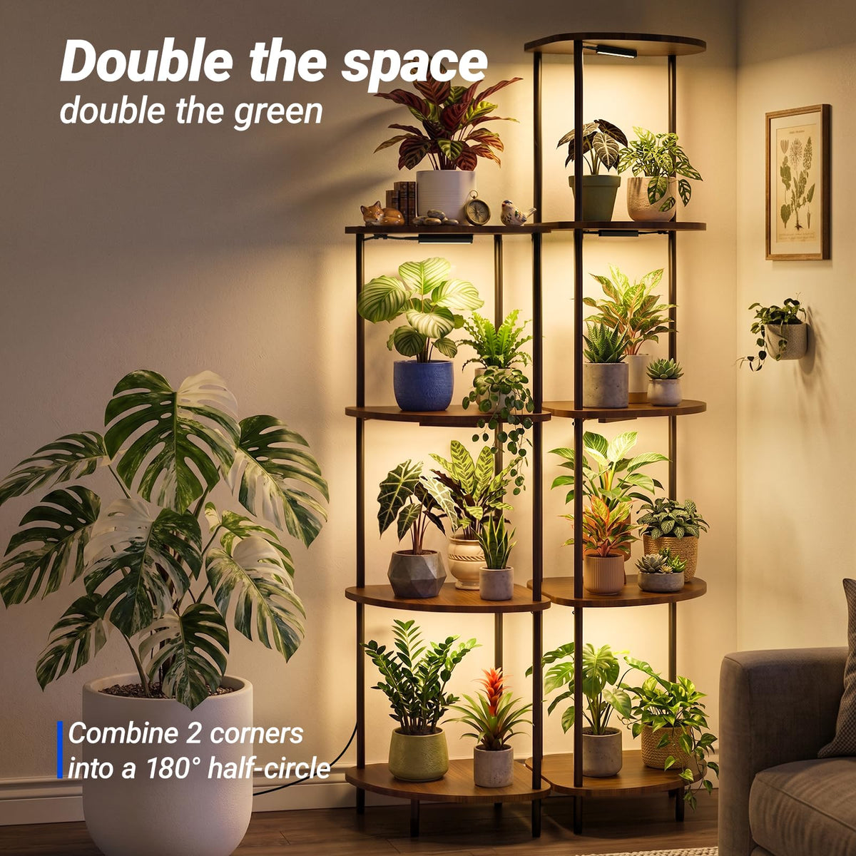 Barrina LS15 Corner Plant Stand with Grow Lights, 4-Tier, Full Spectrum