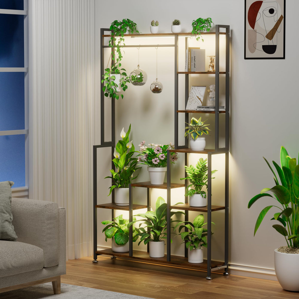 CODACE Plant Stand Indoor with Grow Light - 71 Inches Tall Plant Shelf