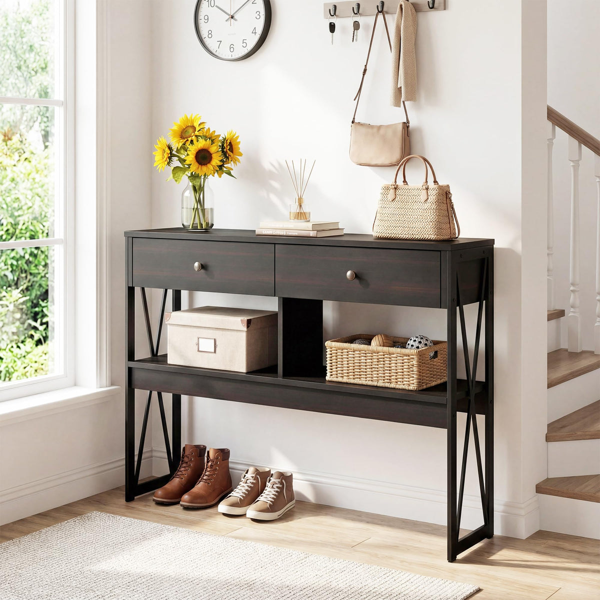 Narrow Console Table with Drawers