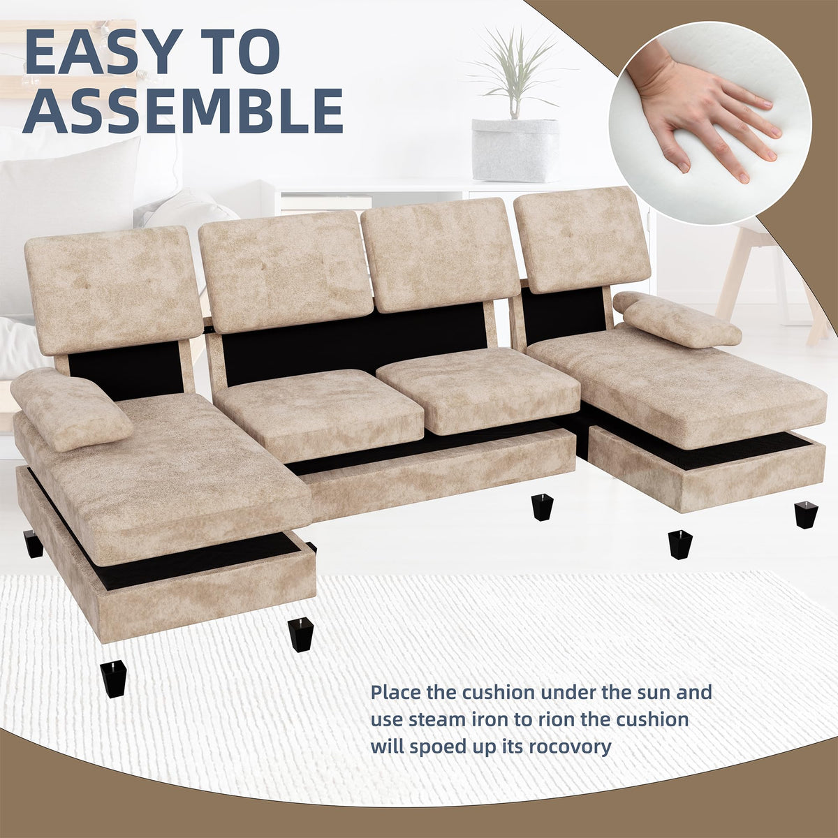 U-Shaped Sectional Sofa with Double Chaise
