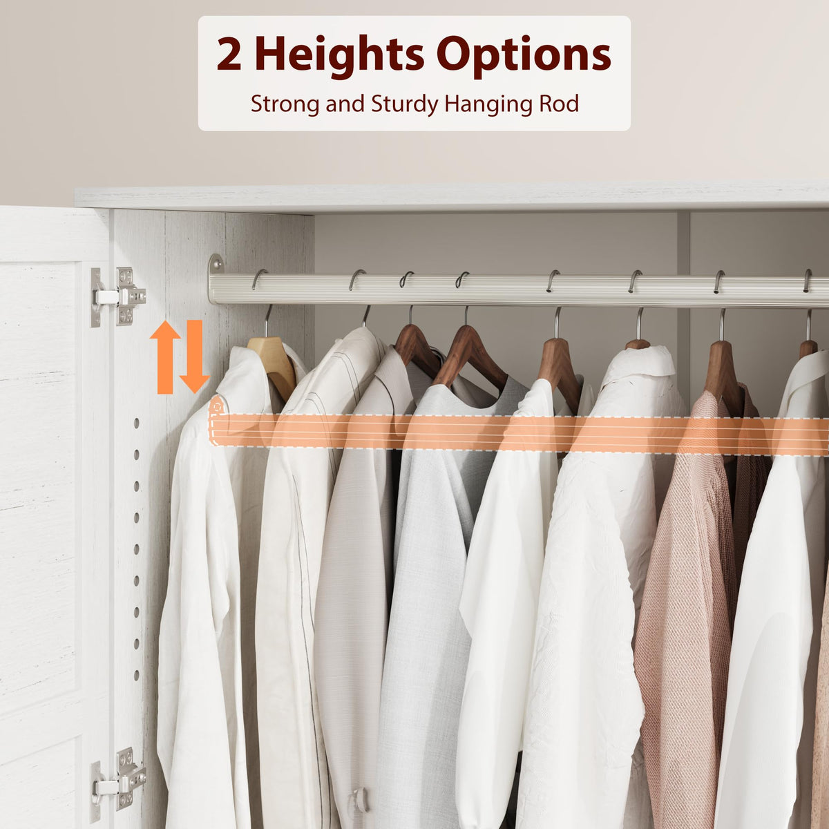 Rustic White Wardrobe with 2 Drawers