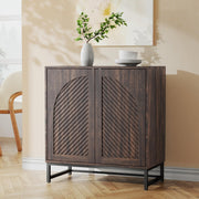 HOLCEPZN Modern Arched Sideboard Buffet Cabinet with Storage, Walnut