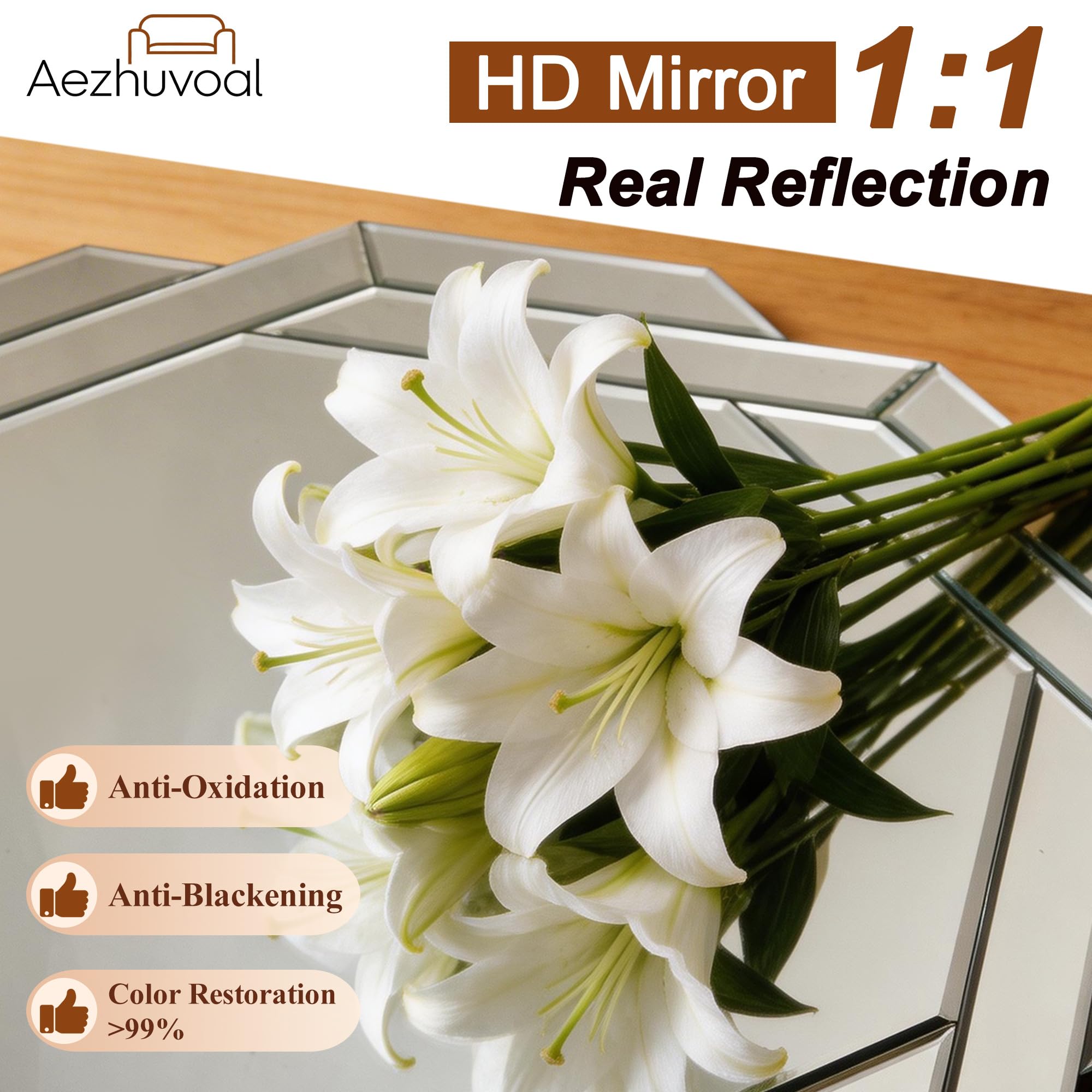 Octagon Wall Mirror 23.6" – Beveled Glass, HD Reflection