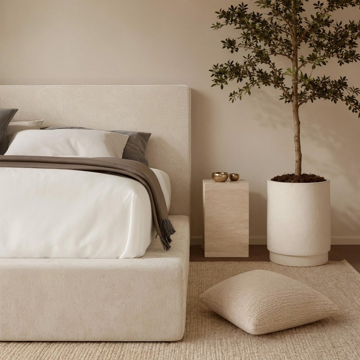 RECCI AirFrame Queen Upholstered Bed Frame with Plush Padded Headboard