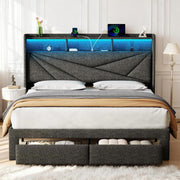 Queen Storage Bed with LED Lights