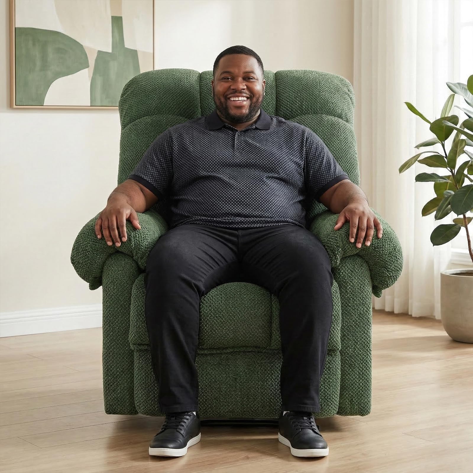 Overstuffed Manual Recliner Chair