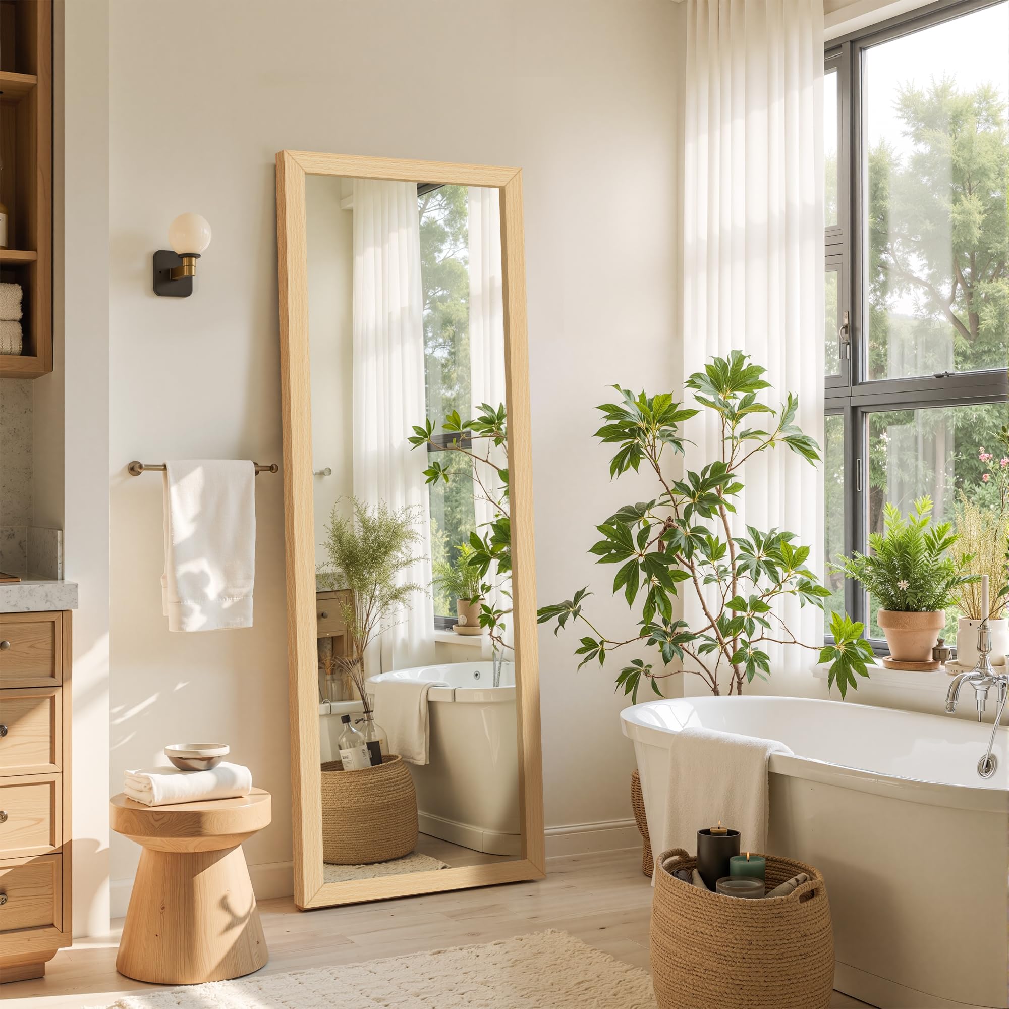 Full Length Standing Mirror with Wooden Frame