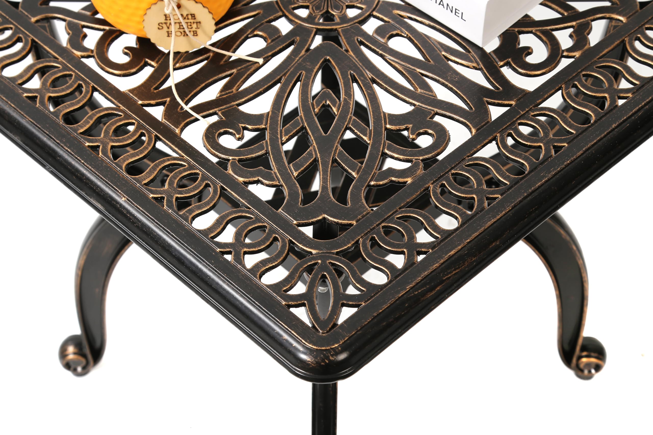 Cast Aluminum Ornate Floral End Table