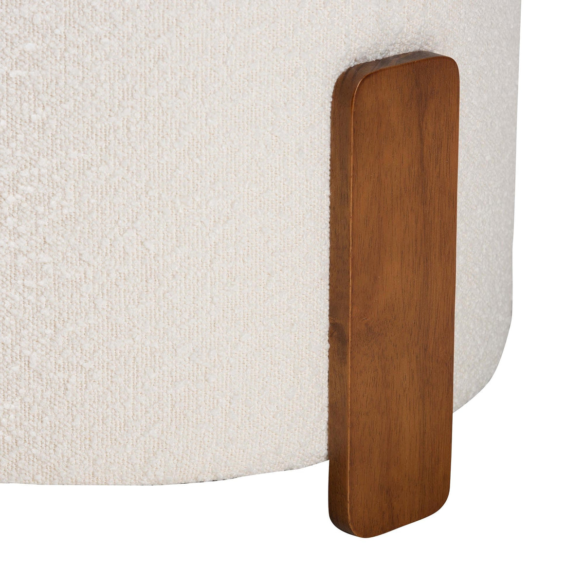 Round Boucle Ottoman Footstool