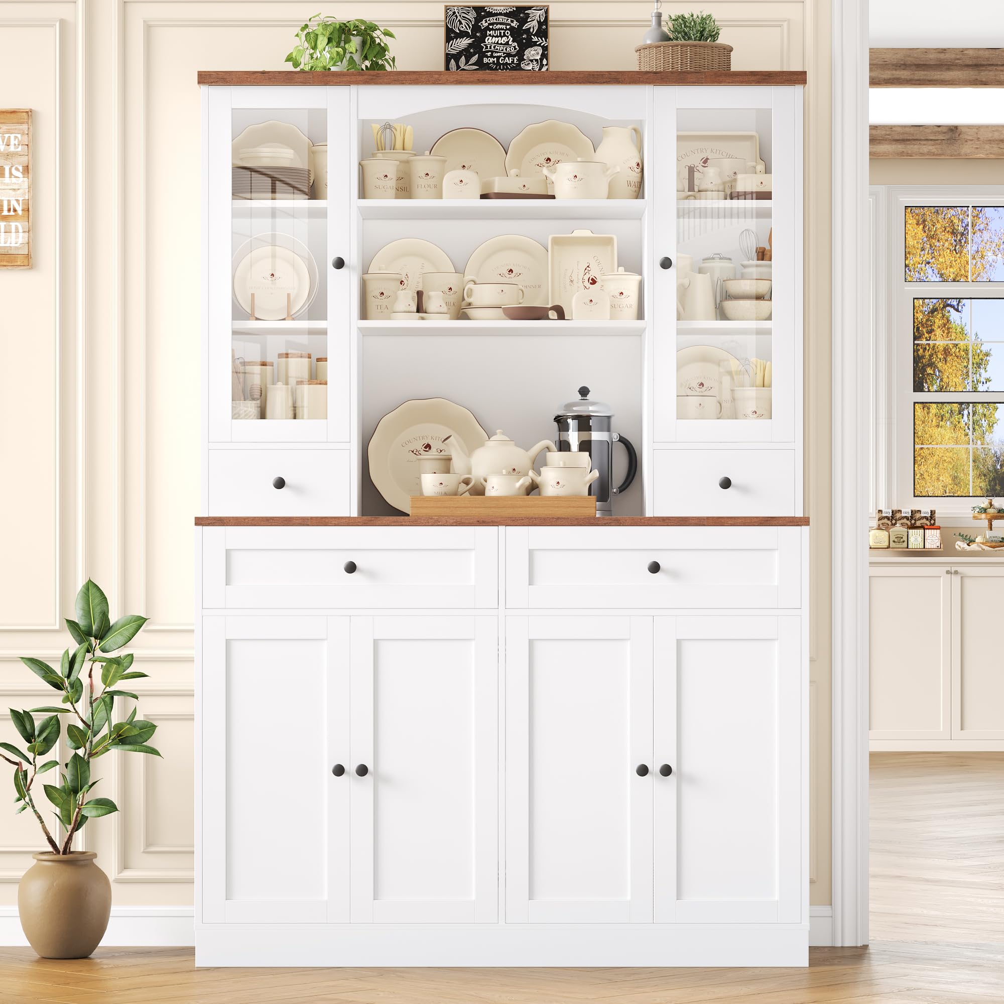 Tall Kitchen Pantry Cabinet with Wine Rack