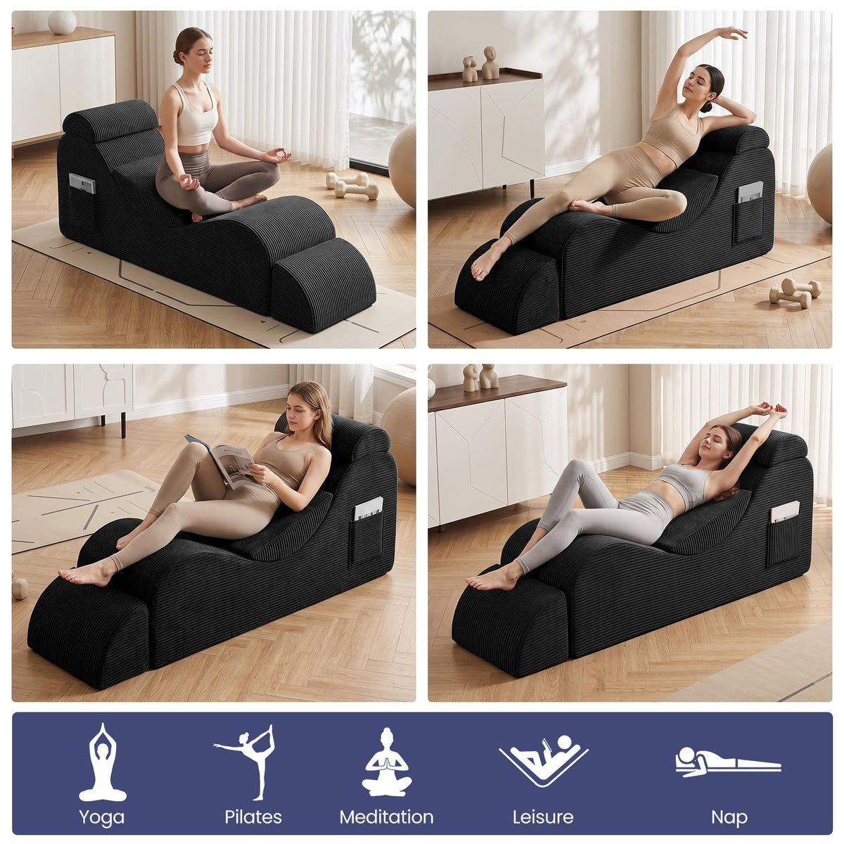 Corduroy Yoga Lounge Chair with Ottoman