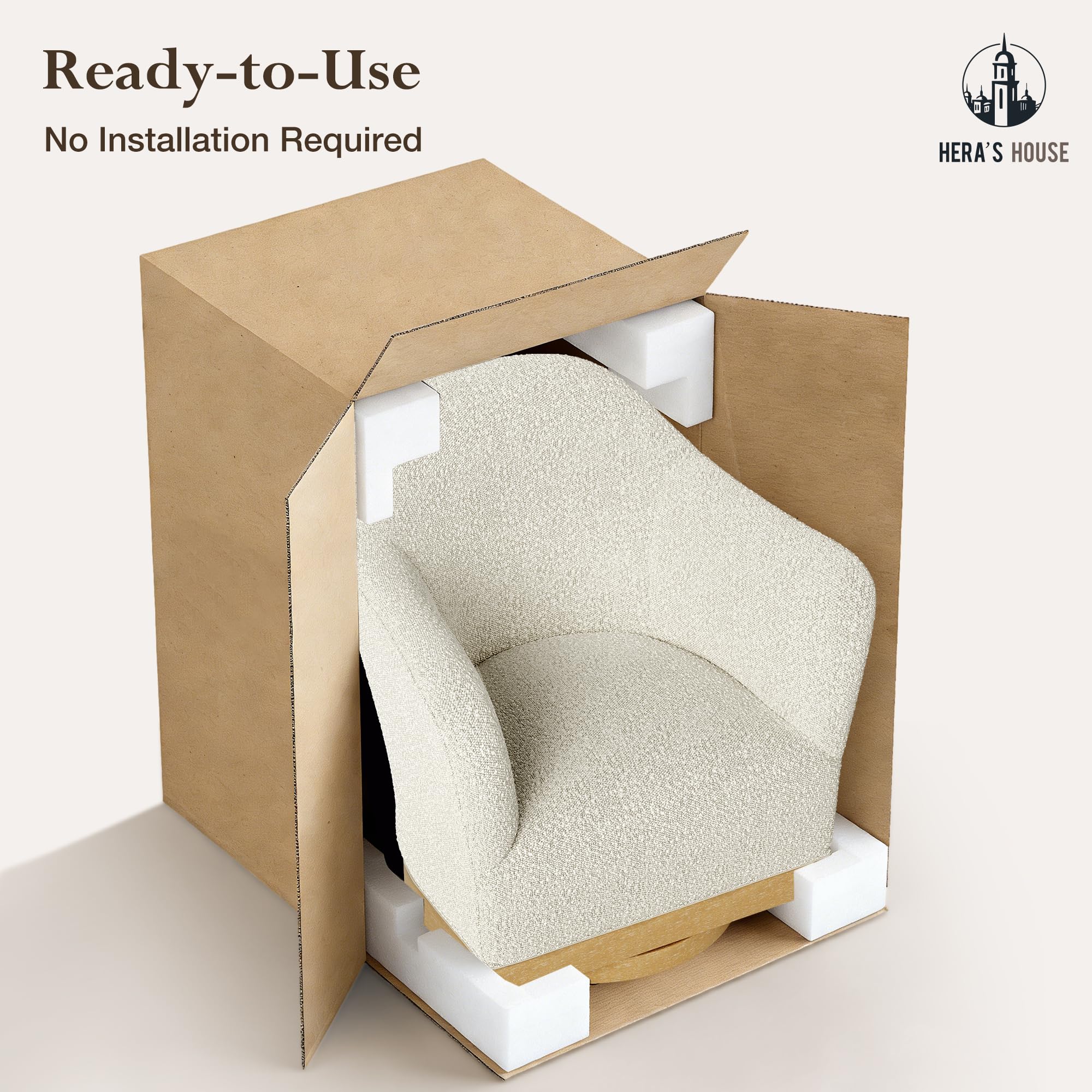 Swivel Barrel Accent Chair – High-Back Armchair with 360° Swivel