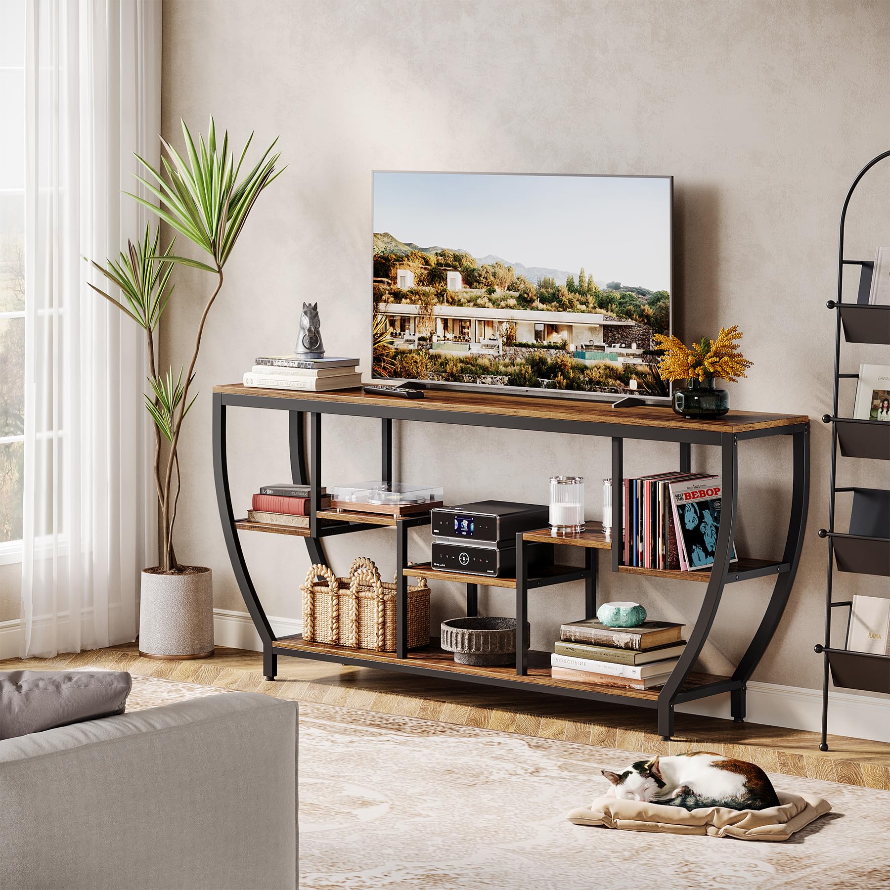 70.9" TV Stand with Storage Shelves