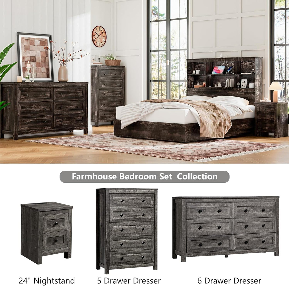 5-Piece Farmhouse Queen Bedroom Set