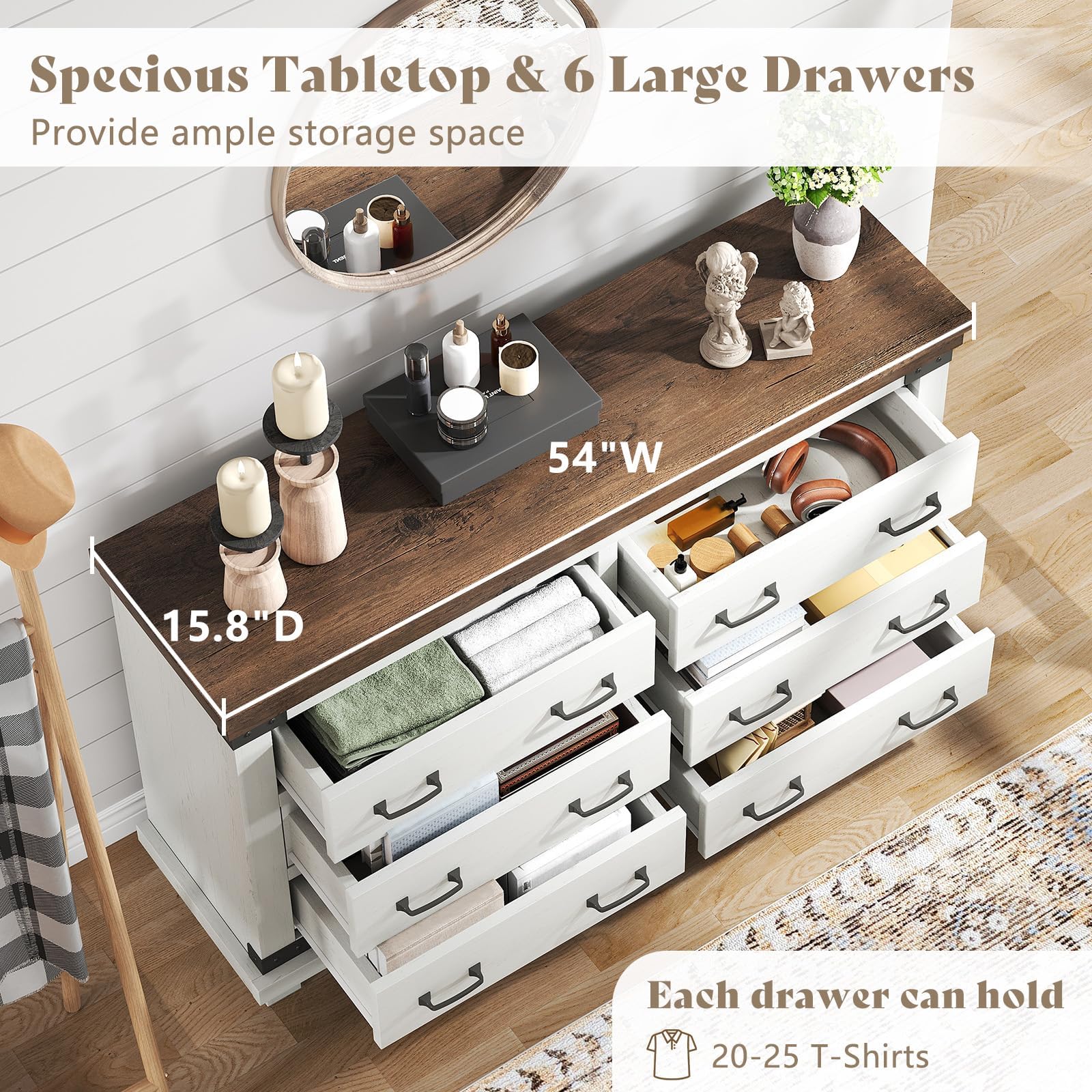 5-Piece Farmhouse Bedroom Set with Charging Nightstands