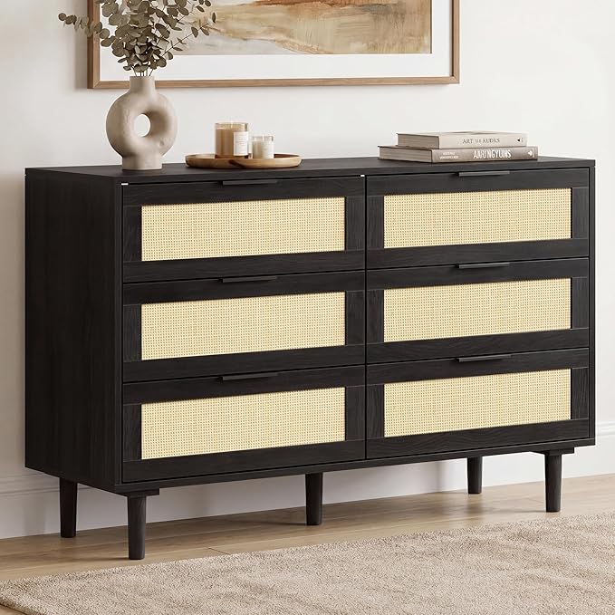 6-Drawer Rattan Dresser