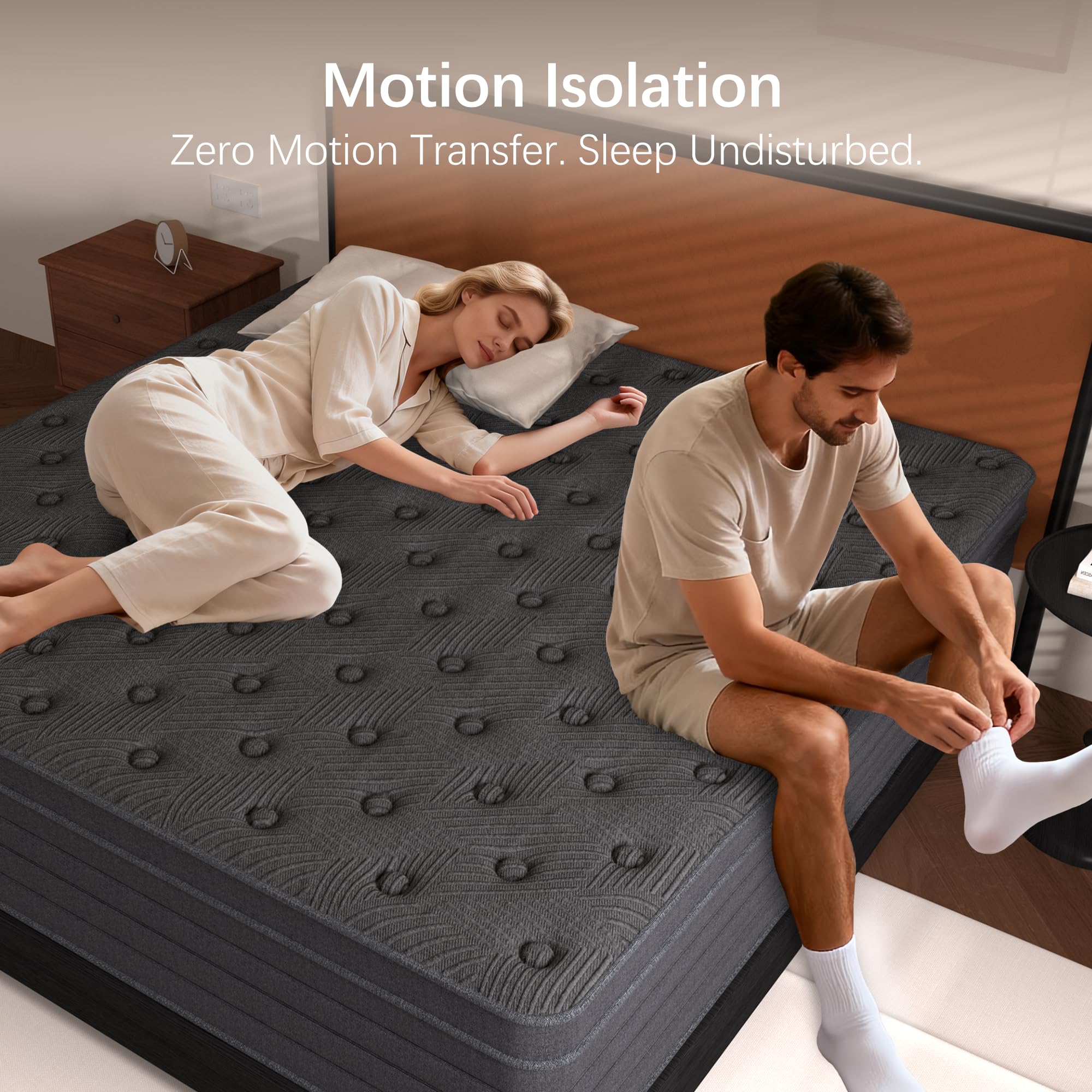 Zhihuvg Queen Size Mattress 14 Inch,Hybrid Mattress in a Box with Individual Pocket Spring,Gel Memory Foam Queen Mattress,Breathable Supportive and Pressure Relief for Cool Night,Medium Firm