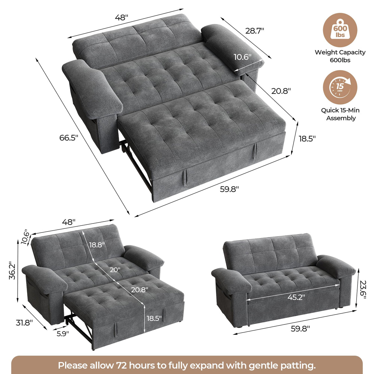 Chenille Loveseat Sleeper Sofa