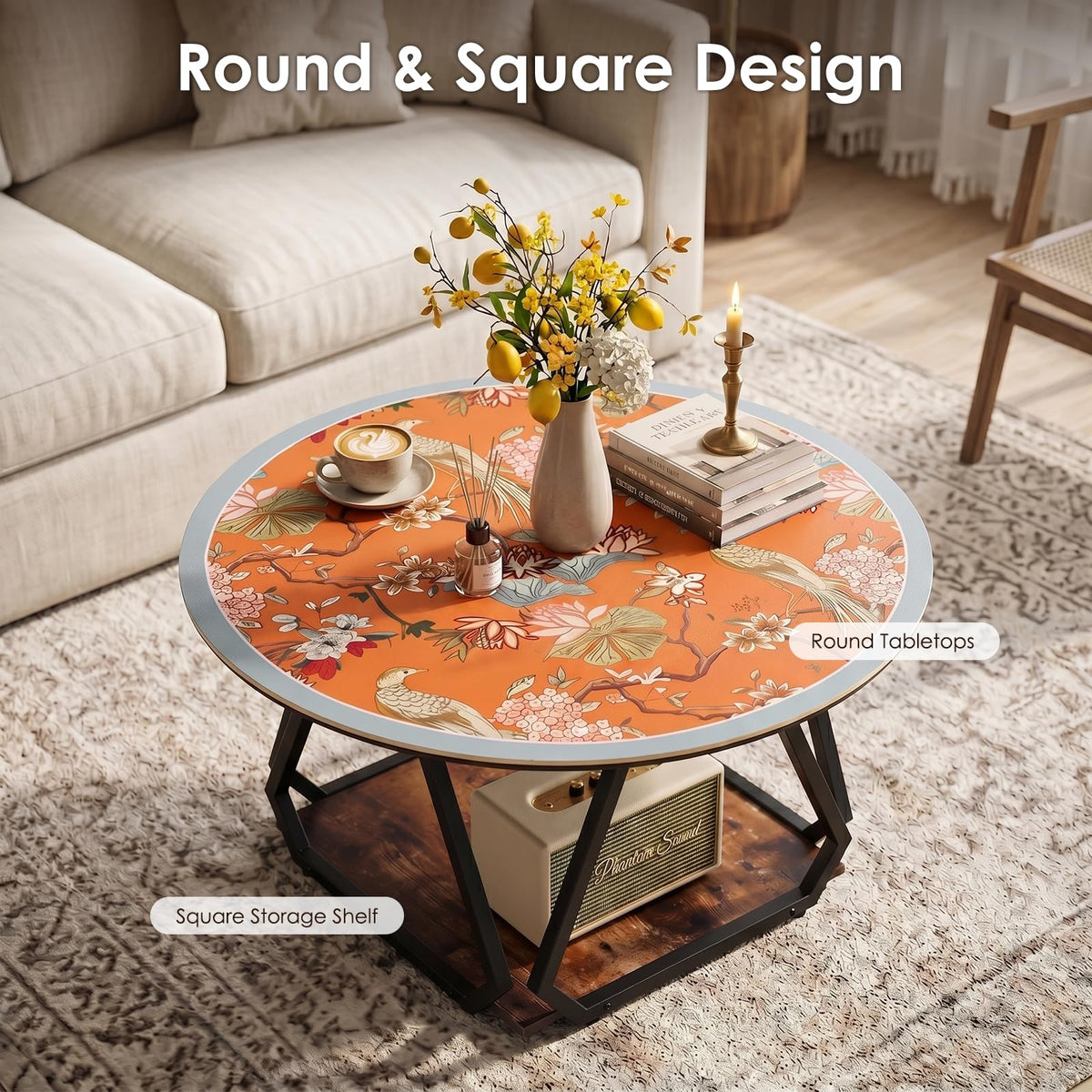 Round Coffee Table with Mat