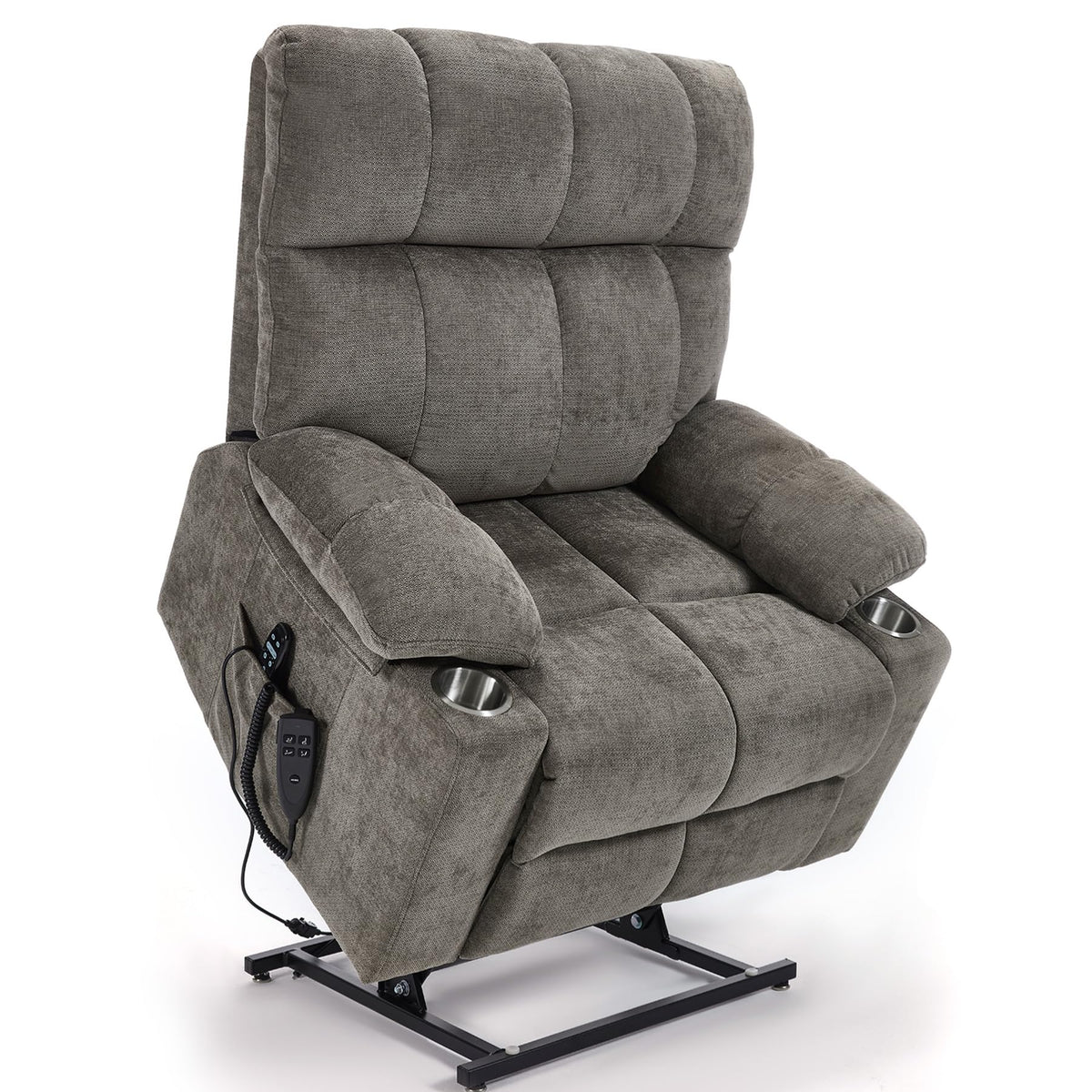 RHHVVR Oversized Power Lift Recliner Chair with Massage & Lumbar Heat, Gray