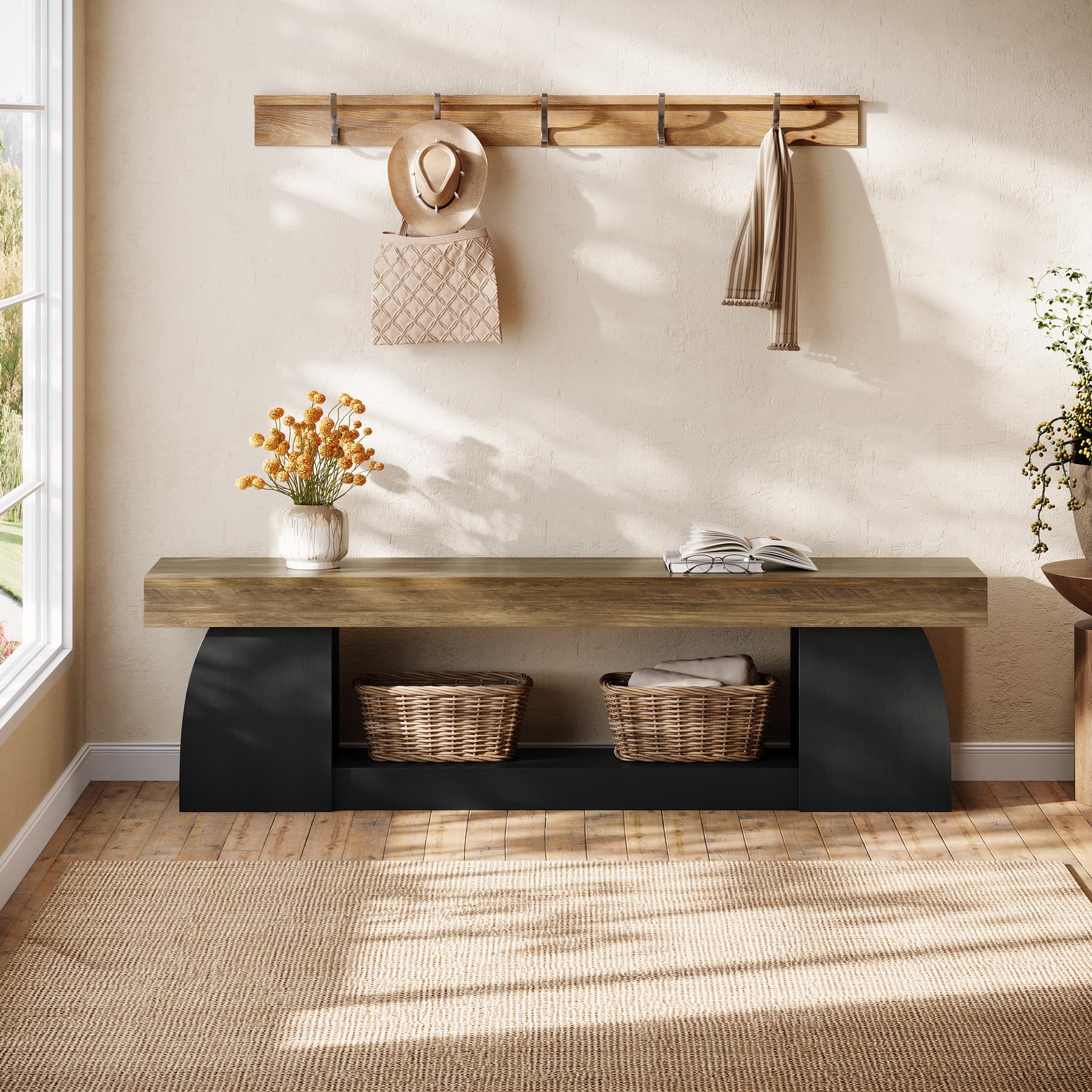 63" Farmhouse Entryway Bench with Storage
