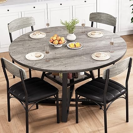 5-Piece Round Dining Table Set for 4