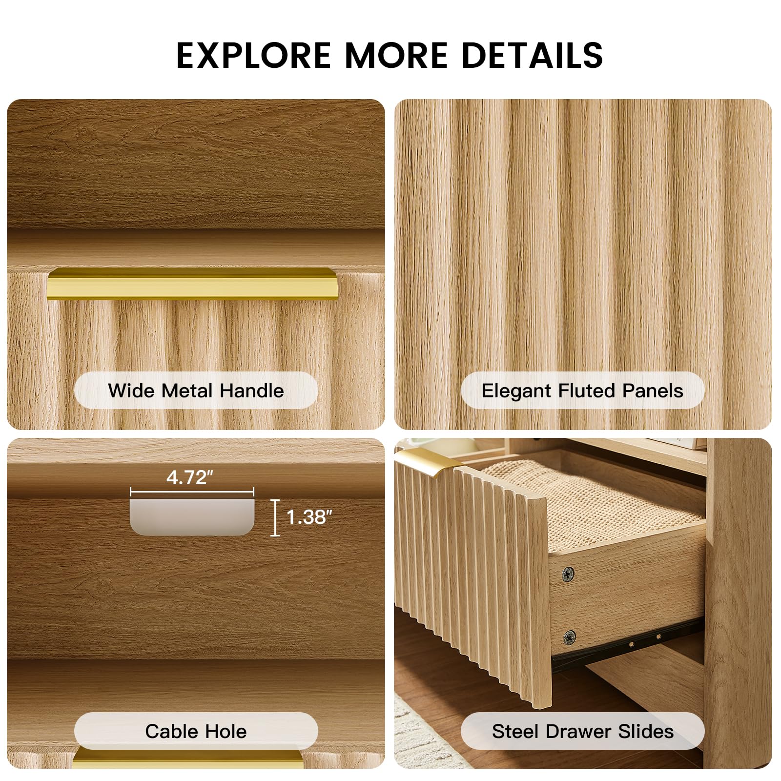 Fluted TV Stand for TVs Up to 65"